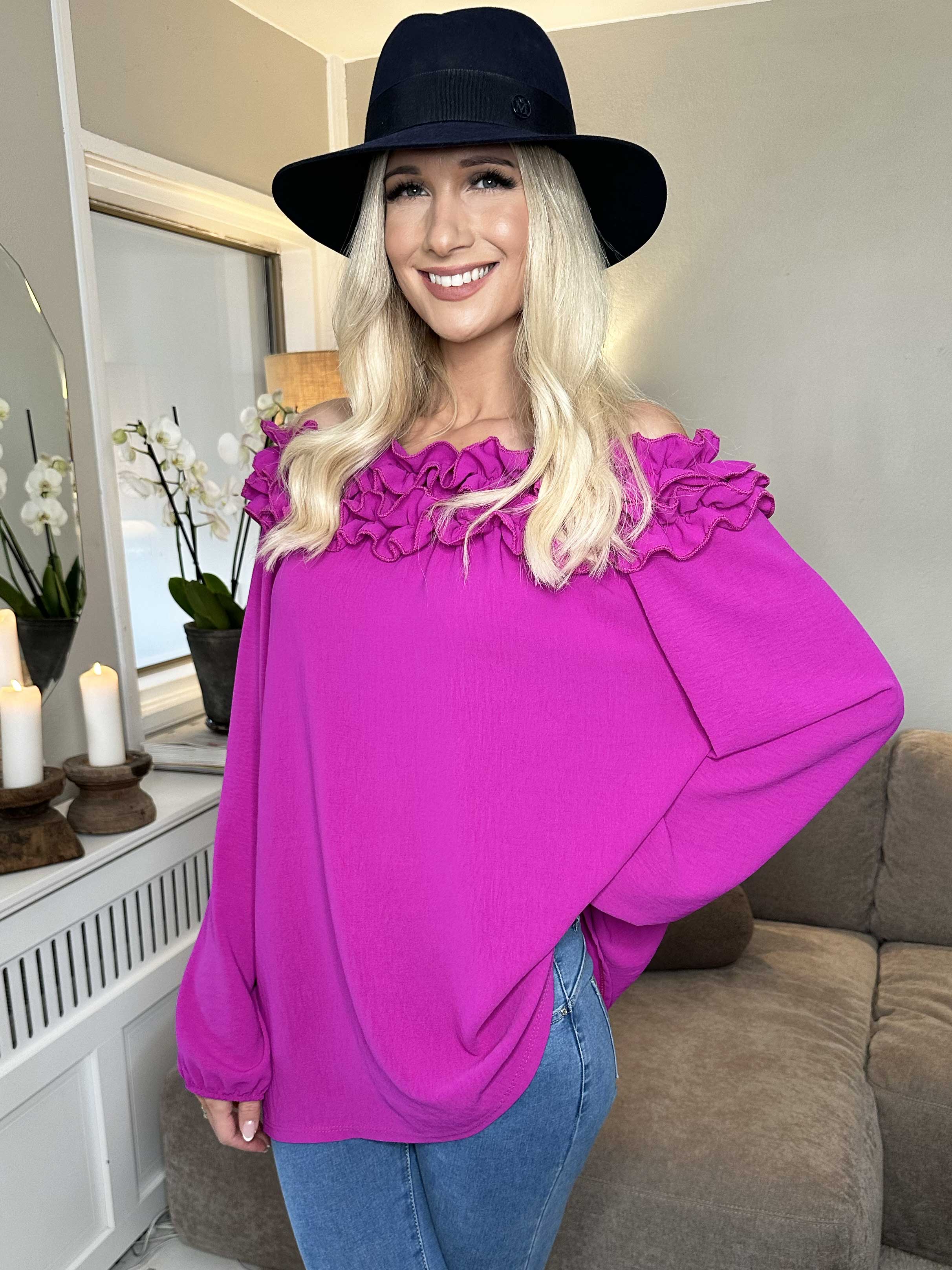 Chili - Fineste tunika bluse med flæser i udskæringen